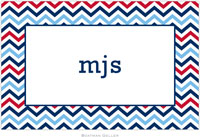 Boatman Geller - Personalized Placemats (Chevron Blue & Red - Disposable)