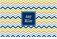 Boatman Geller - Personalized Placemats (Chevron Blue Orange & Lime Preset - Laminated)