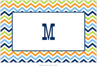 Boatman Geller - Personalized Placemats (Chevron Blue Orange & Lime - Laminated)