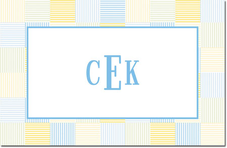 Boatman Geller - Personalized Placemats (Seersucker Patch Light Blue - Disposable)