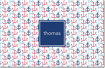 Boatman Geller - Personalized Placemats (Happy Anchor Blue - Laminated)