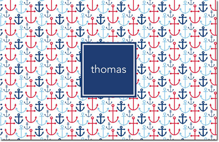 Boatman Geller - Personalized Placemats (Happy Anchor Blue - Disposable)