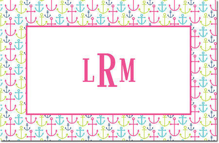 Boatman Geller - Personalized Placemats (Happy Anchors Pink - Laminated)