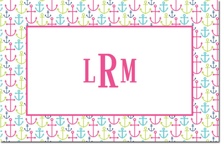 Boatman Geller - Personalized Placemats (Happy Anchors Pink - Laminated) Boatman Geller - Personalized Placemats (Happy Anchors Pink - Laminated)
