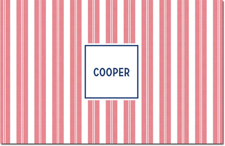 Boatman Geller - Personalized Placemats (Vineyard Stripe Cherry - Laminated)