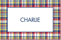 Boatman Geller - Personalized Placemats (Classic Madras Plaid Navy & Red - Laminated)