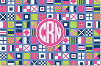 Boatman Geller - Personalized Placemats (Nautical Flags Pink - Laminated)
