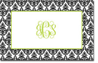 Boatman Geller Laminated Placemat - Madison Damask White and Black