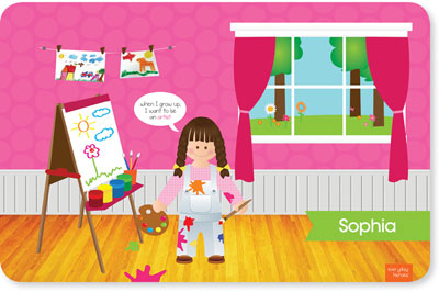 Spark & Spark Laminated Placemats - Artist At Work (Brunette Girl)