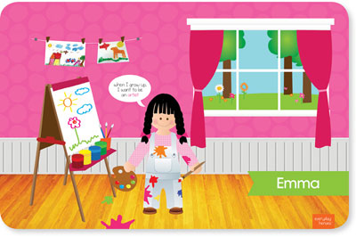 Spark & Spark Laminated Placemats - Artist At Work (Black Hair Girl) Spark & Spark Laminated Placemats - Artist At Work (Black Hair Girl)