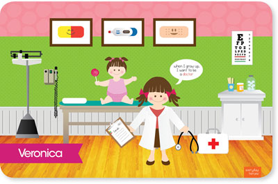 Spark & Spark Laminated Placemats - Doctor's Visit (Brunette Girl)