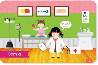 Spark & Spark Laminated Placemats - Doctor's Visit (Black Hair Girl)