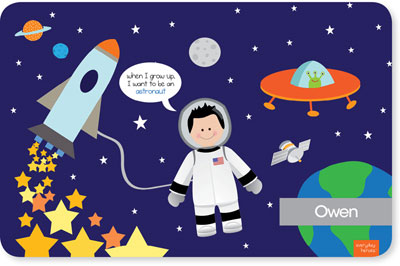 Spark & Spark Laminated Placemats - Fly To The Moon (Black Hair Boy)