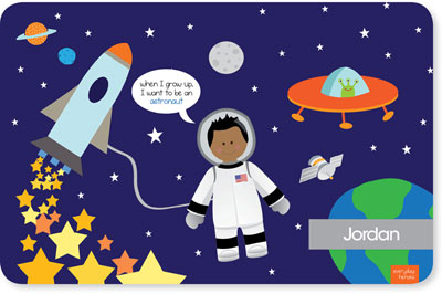 Spark & Spark Laminated Placemats - Fly To The Moon (African-American Boy)