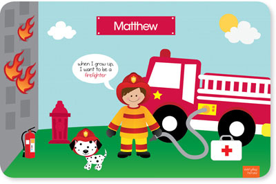 Spark & Spark Laminated Placemats - Call A Firefighter (Brunette Boy)