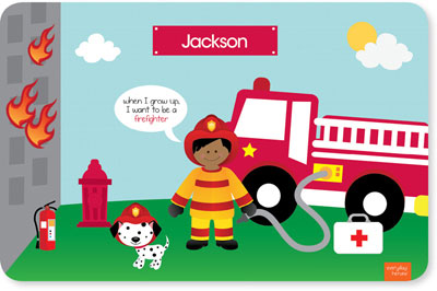 Spark & Spark Laminated Placemats - Call A Firefighter (African-American Boy)