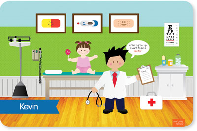 Spark & Spark Laminated Placemats - Doctor's Visit (Black Hair Boy) Spark & Spark Laminated Placemats - Doctor's Visit (Black Hair Boy)