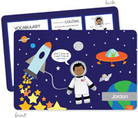 Spark & Spark Laminated Placemats - Fly To The Moon (African-American Boy)