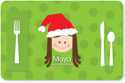 Spark & Spark Laminated Placemats - Santa's Hat (Girl)