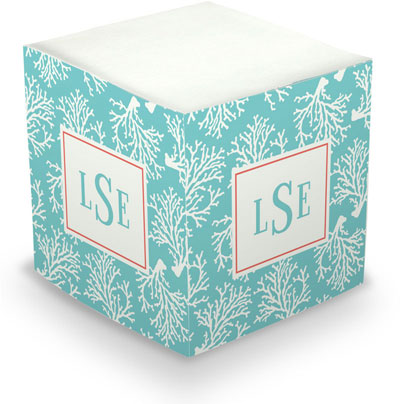 Sticky Memo Cubes by Boatman Geller - Coral Repeat Teal (675 Self-Stick Notes)