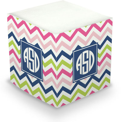 Sticky Memo Cubes by Boatman Geller - Chevron Pink Navy & Lime (675 Self-Stick Notes)