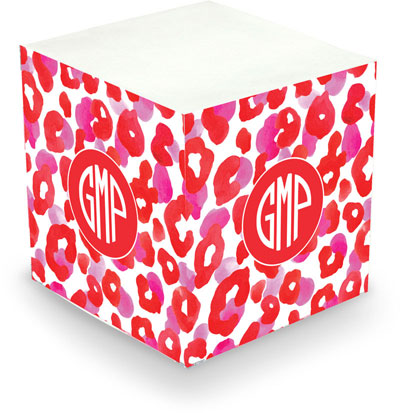 Sticky Memo Cubes by The Boatman Group - Red & Pink Leopard (675 Self-Stick Notes)