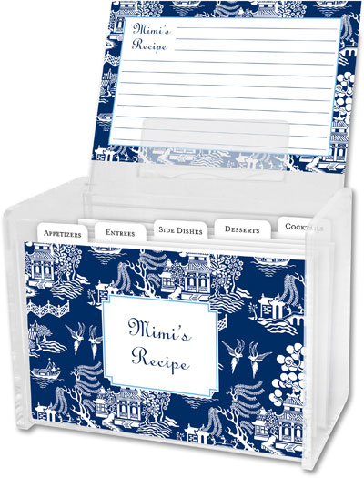 Boatman Geller Recipe Boxes with Cards - Chinoiserie Navy Boatman Geller Recipe Boxes with Cards - Chinoiserie Navy
