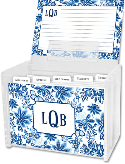 Boatman Geller Recipe Boxes with Cards - Classic Floral Blue Boatman Geller Recipe Boxes with Cards - Classic Floral Blue