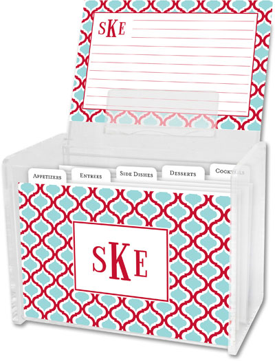 Boatman Geller Recipe Boxes with Cards - Kate Red & Teal