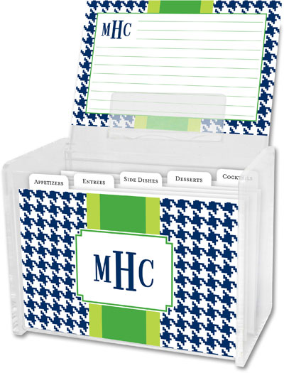 Boatman Geller Recipe Boxes with Cards - Alex Houndstooth Navy Boatman Geller Recipe Boxes with Cards - Alex Houndstooth Navy