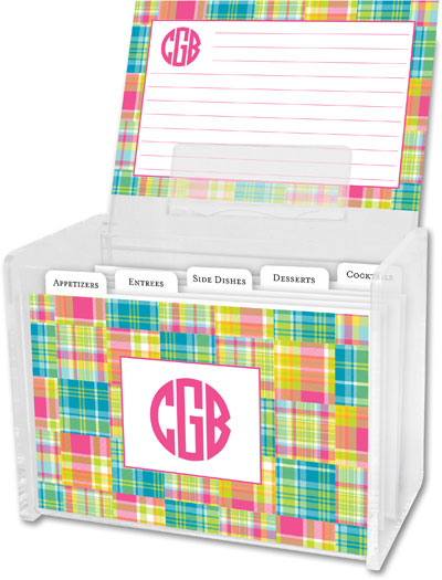 Boatman Geller Recipe Boxes with Cards - Madras Patch Bright Boatman Geller Recipe Boxes with Cards - Madras Patch Bright