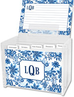 Boatman Geller Recipe Boxes with Cards - Classic Floral Blue