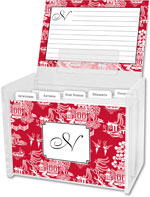Boatman Geller Recipe Boxes with Cards - Chinoiserie Red