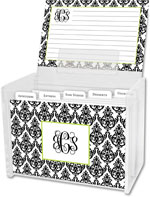 Boatman Geller Recipe Boxes with Cards - Madison Damask White with Black