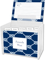 Boatman Geller Recipe Boxes with Cards - Nautical Knot Navy