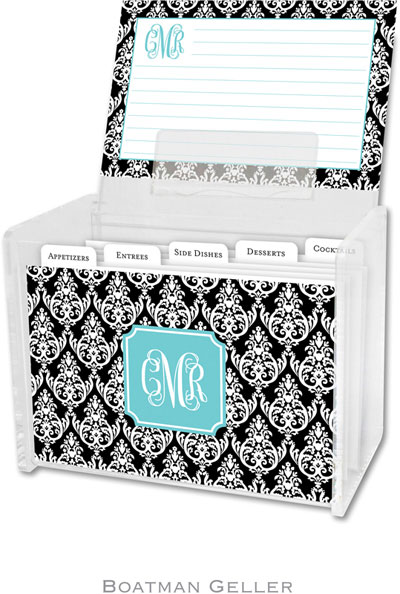 Boatman Geller - Create-Your-Own Personalized Recipe Card Boxes with Cards (Madison Damask)