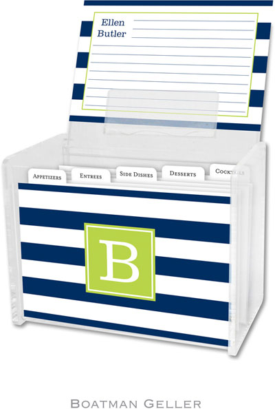 Boatman Geller - Create-Your-Own Personalized Recipe Card Boxes with Cards (Awning Stripe)