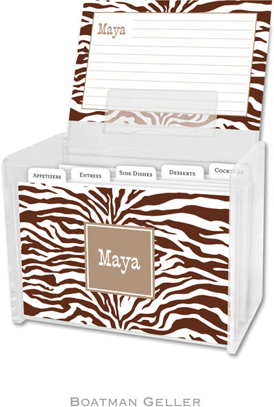 Boatman Geller - Create-Your-Own Personalized Recipe Card Boxes with Cards (Zebra)