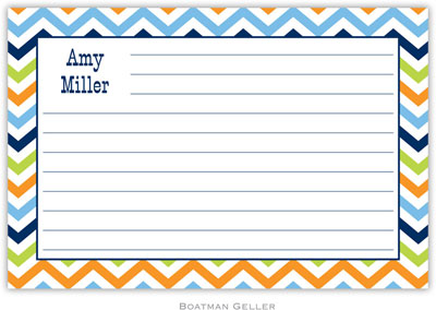 Boatman Geller Recipe Cards - Chevron Blue Orange & Lime