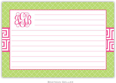 Boatman Geller Recipe Cards - Greek Key Band Pink