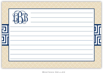 Boatman Geller Recipe Cards - Greek Key Band Navy