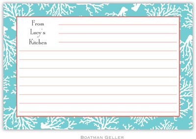 Boatman Geller Recipe Cards - Coral Repeat Teal Boatman Geller Recipe Cards - Coral Repeat Teal