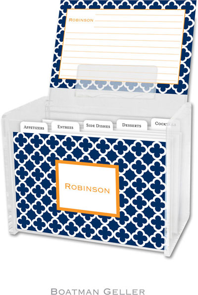 Boatman Geller - Create-Your-Own Personalized Recipe Card Boxes with Cards (Bristol Tile Navy)