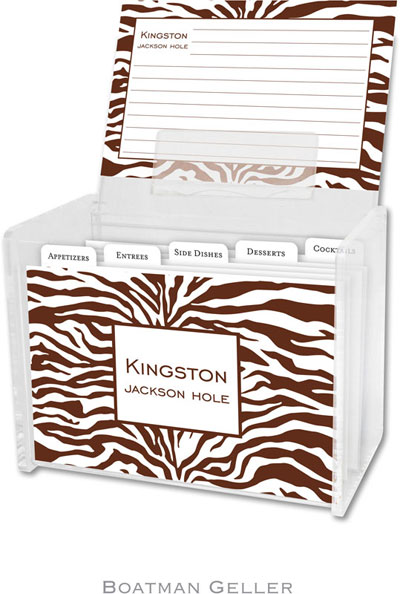 Boatman Geller - Create-Your-Own Personalized Recipe Card Boxes with Cards (Zebra Chocolate)