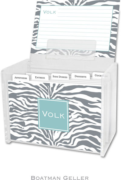 Boatman Geller - Create-Your-Own Personalized Recipe Card Boxes with Cards (Zebra Gray Preset)