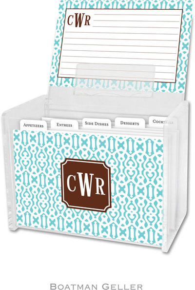 Boatman Geller - Create-Your-Own Personalized Recipe Card Boxes with Cards (Cameron Teal Preset)