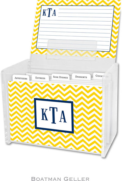Boatman Geller - Create-Your-Own Personalized Recipe Card Boxes with Cards (Chevron Sunflower)