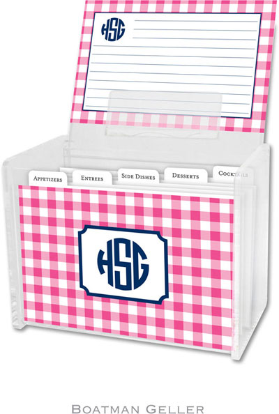 Boatman Geller - Create-Your-Own Personalized Recipe Card Boxes with Cards (Classic Check Raspberry)