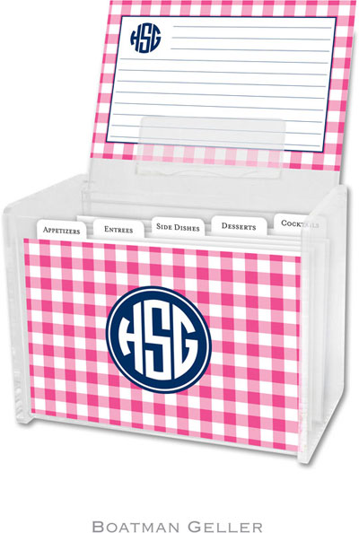 Boatman Geller - Create-Your-Own Personalized Recipe Card Boxes with Cards (Classic Check Raspberry