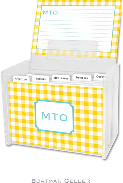 Boatman Geller - Create-Your-Own Personalized Recipe Card Boxes with Cards (Classic Check Sunflower) Boatman Geller - Create-Your-Own Personalized Recipe Card Boxes with Cards (Classic Check Sunflower)